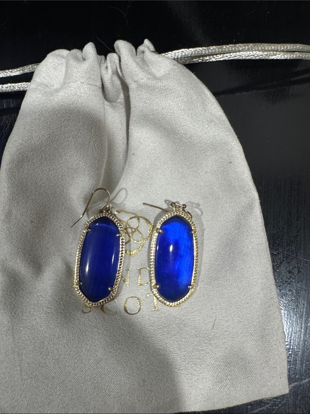 Kendra Scott Royal Blue Gold-Frame Elle Drop Earrings